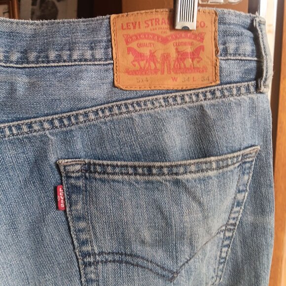 Levis Mens 514 Jeans W34 L34 Distressed Denim Relaxed Fit - Picture 4 of 6